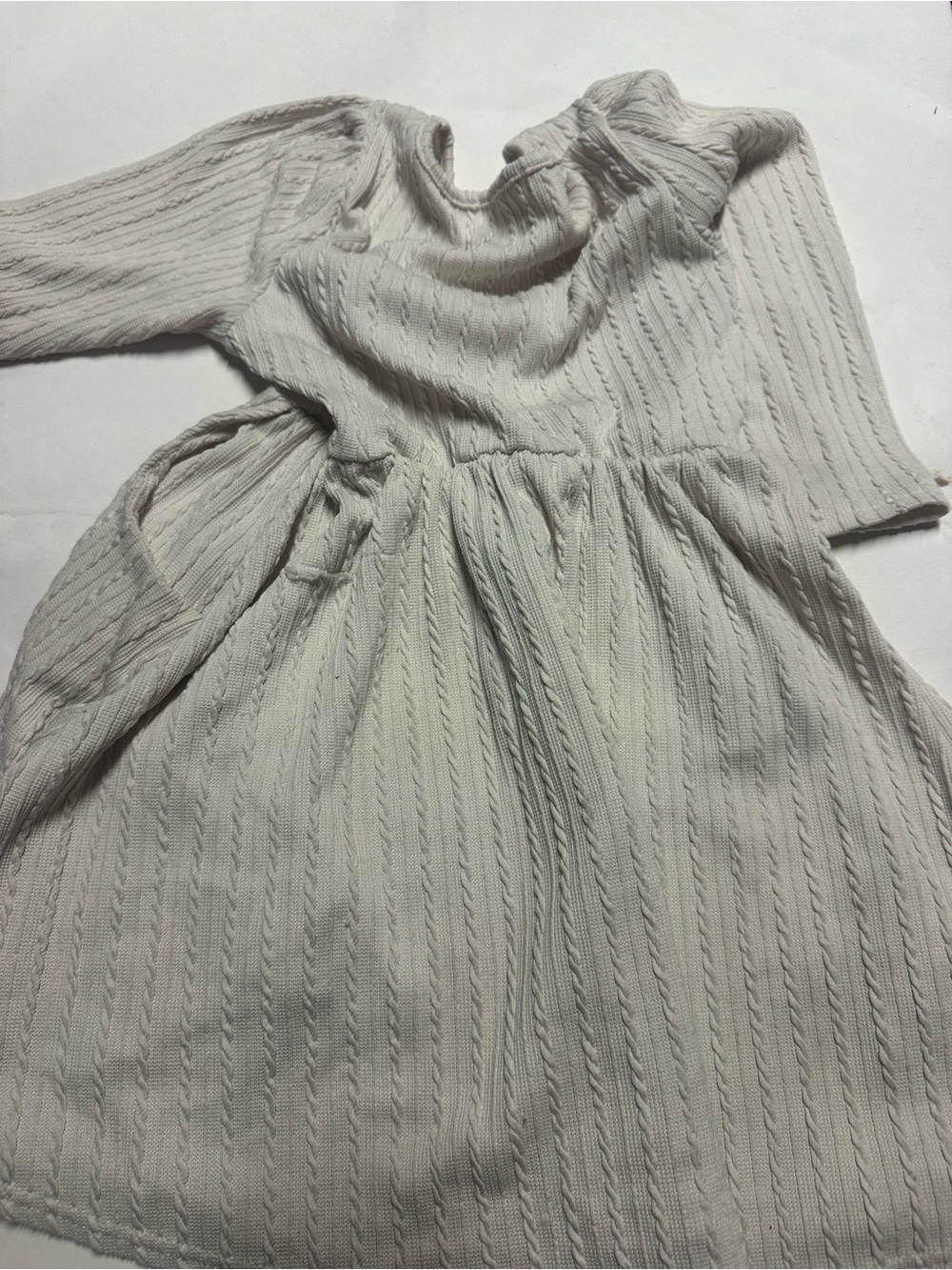 Love Squared Girls Cream Cable Knit Dress